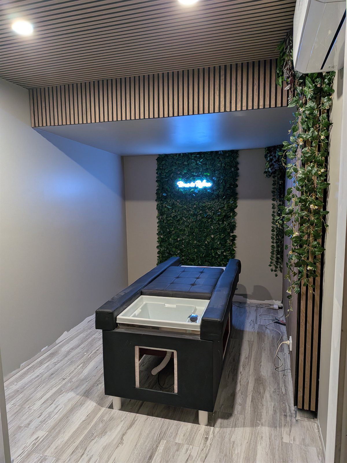 The painted room with the bed installed before the final styling was completed.