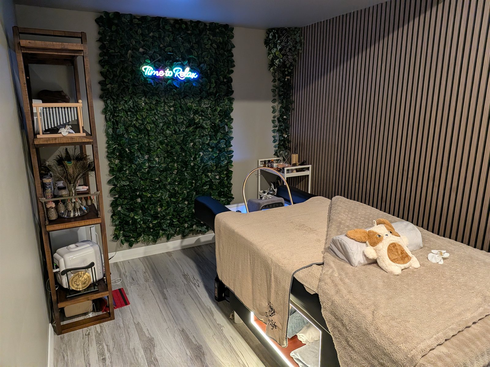 The completed treatment space, ready for clients.